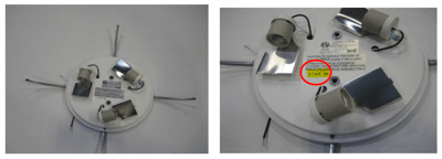 Remove the lamp shade to see this sticker.  Recalled lamps have date codes between 1625 and1744.